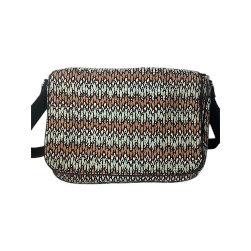 Vera Bradley Brown Multi-Color Sierra Stream Pattern Laptop Messenger Bag Women
